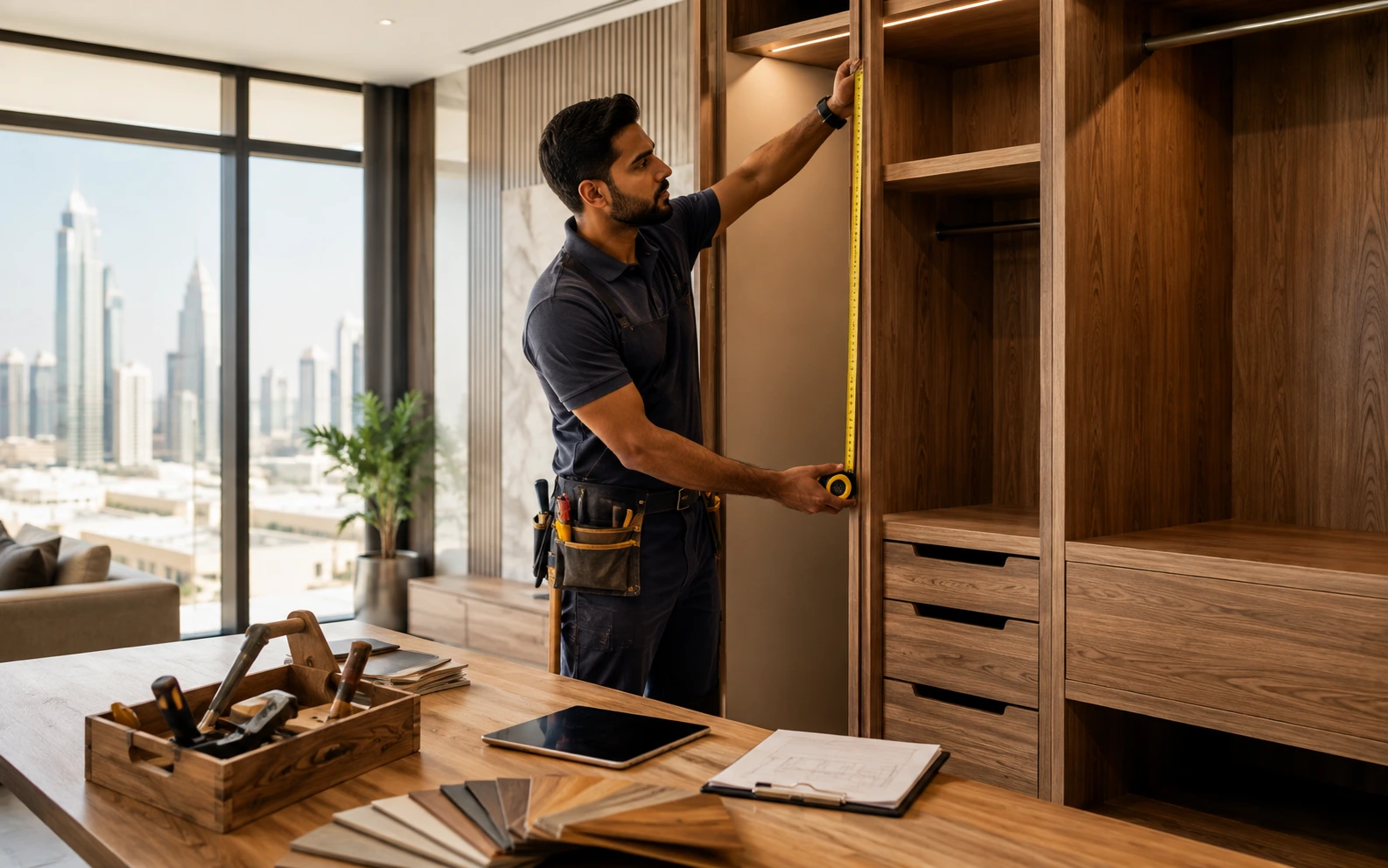 Professional kitchen carpentry services in Dubai with custom cabinets and modern kitchen design